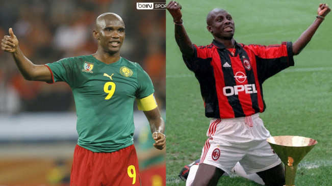 Kolase foto Samuel Eto’o dan George Weah. [Instagram]